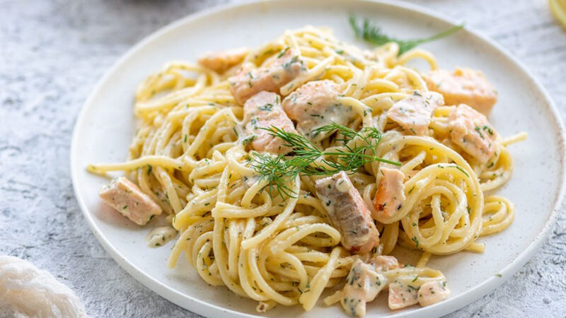 Spaghetti mit Lachs