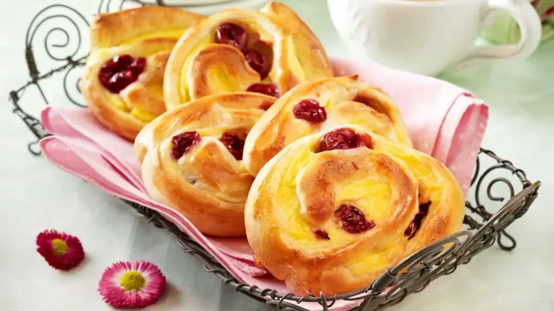 Puddingschnecken mit Kirschen